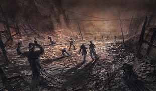 black and brown horse painting, video games, Gears of War 3, artwork HD wallpaper
