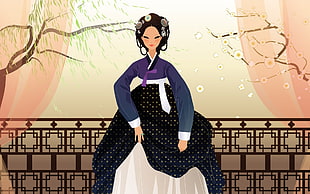 Geisha animated 3D HD wallpaper