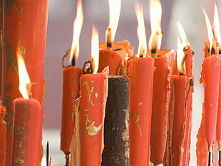 lighted red candles HD wallpaper