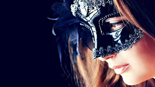 black floral masquerade mask, mask, face mask HD wallpaper