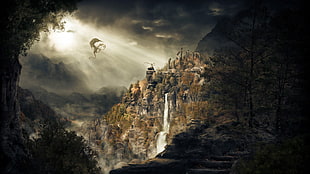 waterfalls landmark, The Elder Scrolls V: Skyrim, video games, fantasy art