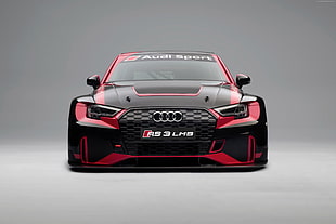 black and red Audi car front end HD wallpaper