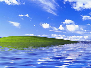 calm water near island 3D wallpaper, landscape HD wallpaper