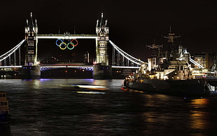 cruise near bridge photo taken during night time HD wallpaper