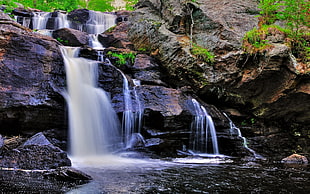 time lapse photography of water falls HD wallpaper