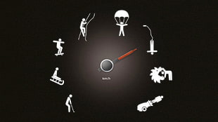 black and white speedometer illustration, artwork HD wallpaper