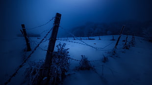 gray barbwire, dark, night, fence, cold HD wallpaper