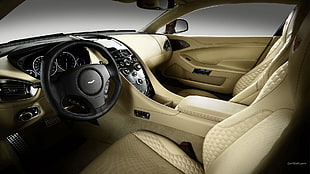 black Mazda steering wheel, Aston Martin Vanquish, car interior HD wallpaper