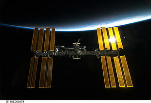black and brown compound bow, space, space station, ISS HD wallpaper