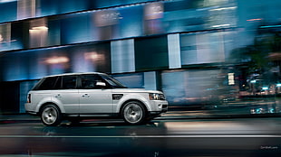 silver and black stereo component, Range Rover, motion blur, car HD wallpaper