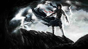 man character with spear wallpaper, Brandon Sanderson, Stormlight Archives, Kaladin Stormblessed