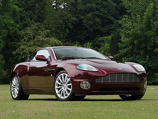 red Aston Martin coupe