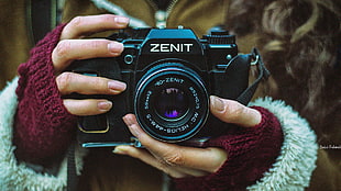 black Zenit DSLR camera, Zenit (camera), camera, macro, model HD wallpaper