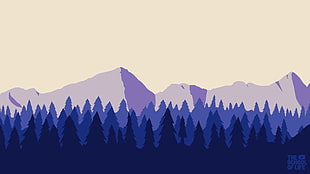 mountain range with forest illustration, mountains, digital art, The School of Life, forest HD wallpaper