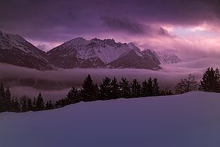 white mountain during sunset