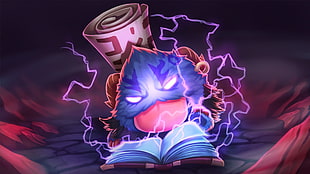 cartoon character reading book, League of Legends, Poro, Ryze