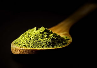 green powder, dark, tea, spoon, green HD wallpaper