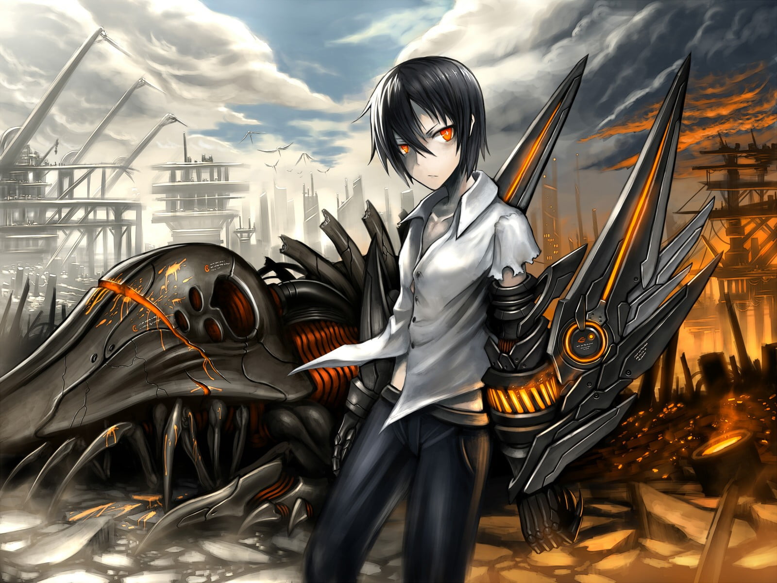 Male anime with black hair with katana on side HD wallpaper | Wallpaper  Flare