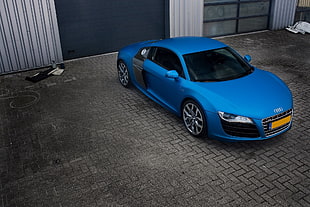 blue Audi R8 coupe, Audi R8, supercars, car, blue cars HD wallpaper