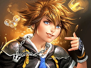 male anime character wallpaper, anime boys, digital art, Sora (Kingdom Hearts), Kingdom Hearts HD wallpaper