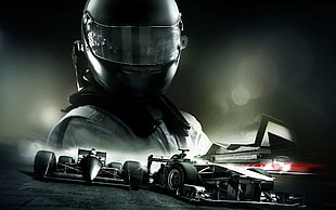 F-1 racing game poster HD wallpaper