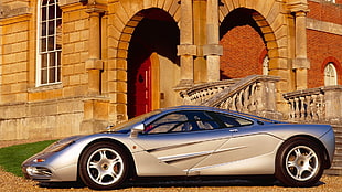 white and blue car bed frame, McLaren F1, car