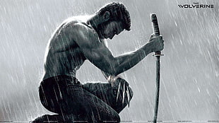 Marvel Wolverine poster, sword, Wolverine, shirtless, X-Men HD wallpaper