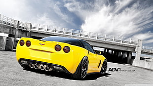 yellow Chevrolet Corvette coupe, Z06, Chevrolet