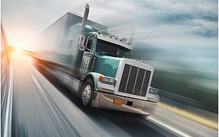 teal freight truck, Truck, trucks HD wallpaper