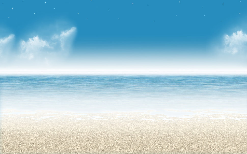 ocean and seashore, beach, sand, sky, horizon HD wallpaper