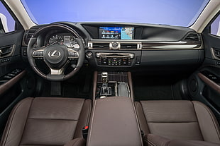 black Lexus car interior HD wallpaper