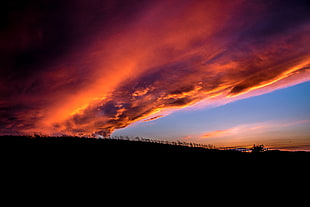 orange clouds, sunset, landscape, nature, clouds