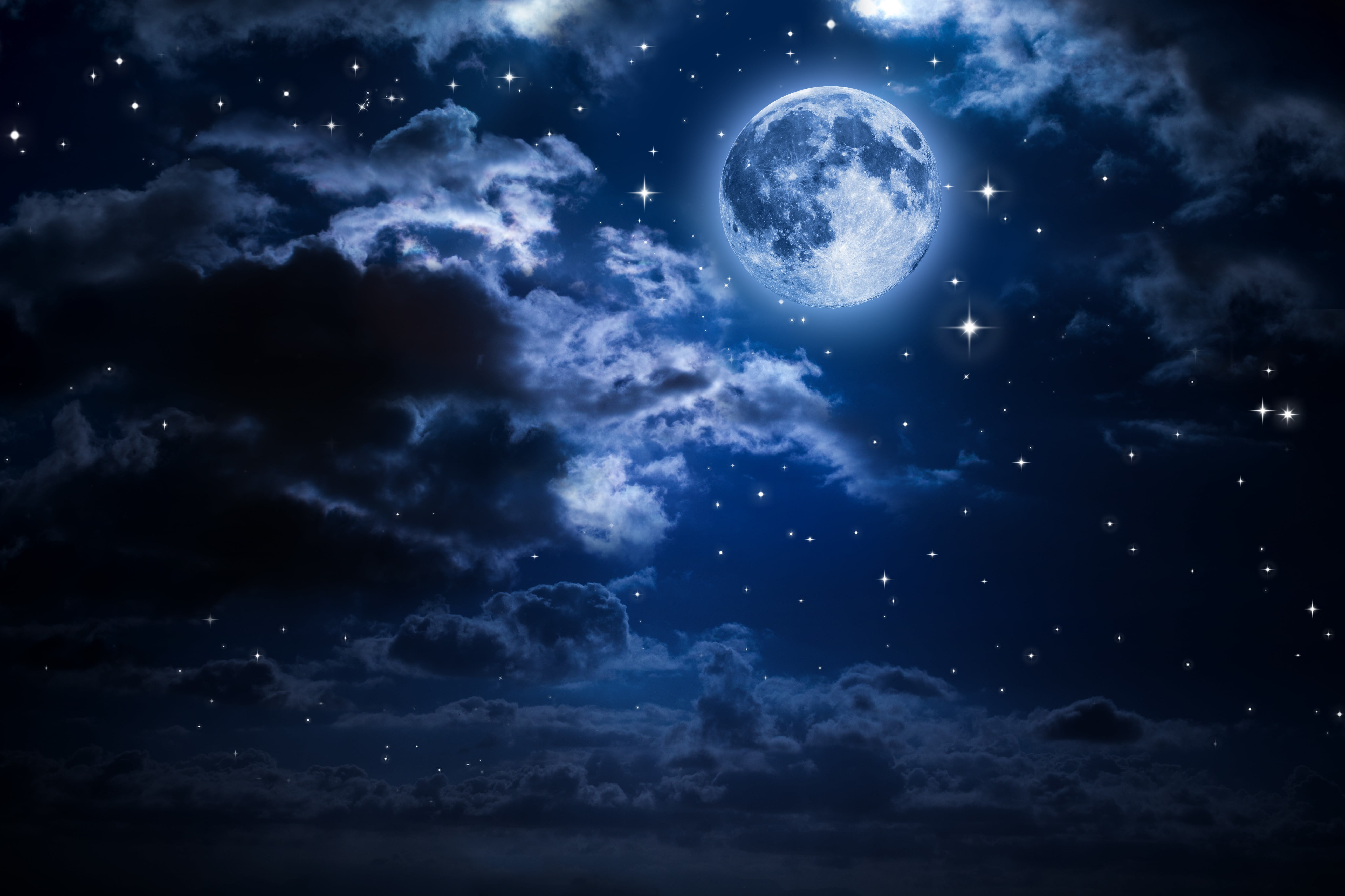 Full Moon Wallpaper Moon Night Clouds Sky Hd Wallpaper