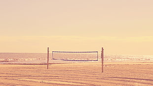 volleyball net, nature, water, beach, sand HD wallpaper