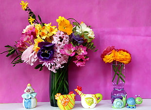 bouquet of flowers in glass vase