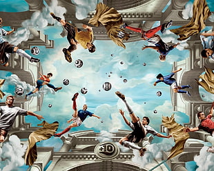 soccer player wallpaper, digital art, footballers, ball, Zinedine Zidane HD wallpaper