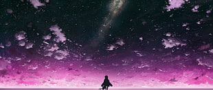 purple skies digital wallpaper, clouds, sky, stars HD wallpaper