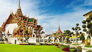 gold-colored coated temple, palace, Bangkok, nature HD wallpaper