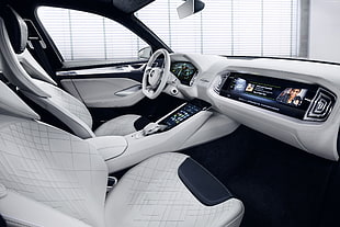 grey steering wheel and bucket seats HD wallpaper