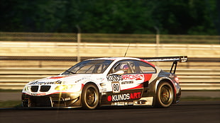 white and multicolored racing car, Assetto Corsa, car, video games, downsampling HD wallpaper