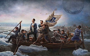 group of people on boat Playstation poster
