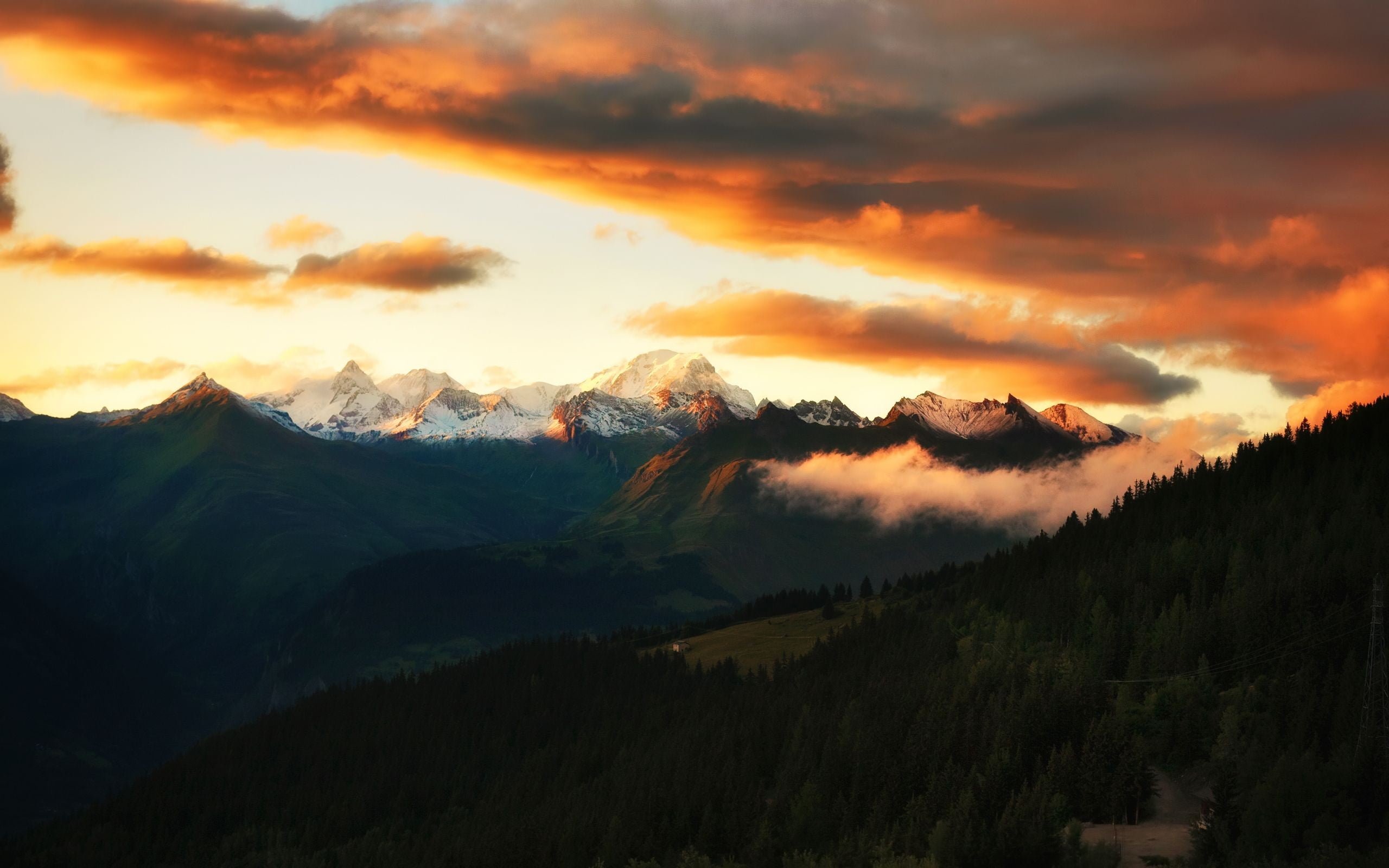 snow covered mountain, nature, landscape, mountains, clouds