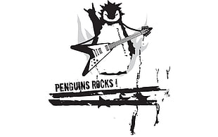 Penguins Rock advertisement, minimalism, penguins, music, typography HD wallpaper