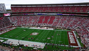 two green and red wooden boards, American football, stadium