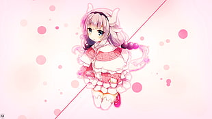 pink haired female animated character, Kanna Kamui (Kobayashi-san Chi no Maid Dragon), bubbles, lines, Kobayashi-san Chi no Maid Dragon HD wallpaper