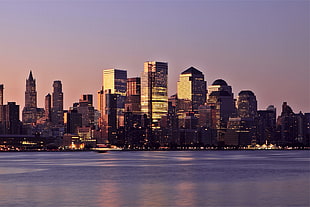 city skyline at golden hour HD wallpaper