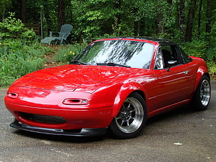 red coupe, Mazda, MX-5, car, red cars HD wallpaper