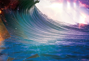 ocean wave illustration, nature, waves, abstract HD wallpaper