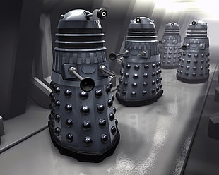 four gray metal robot characters HD wallpaper