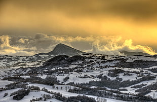 aerial photo of snow covered mountains, castellarano, italy